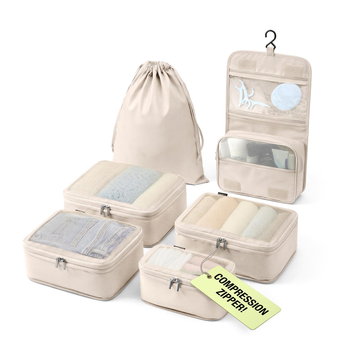 VANDEL Space-Saving Compression Packing Cubes for Women, Men, Compressible Carry On Suit Case Organizer Luggage Packing Cubes for Travel Organizer Bags for Luggage and Backpacks, Suitcase Cube