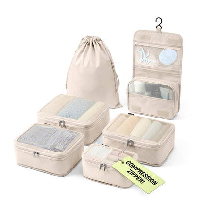 VANDEL Space-Saving Compression Packing Cubes for Women, Men, Compressible Carry On Suit Case Organizer Luggage Packing Cubes for Travel Organizer Bags for Luggage and Backpacks, Suitcase Cube