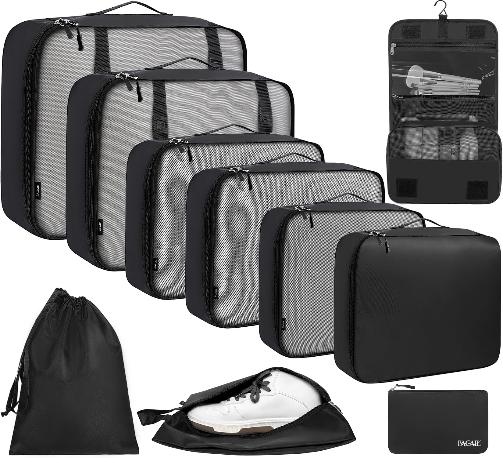 BAGAIL 6 Set/8 Set/10 Set Packing Cubes Various Sizes Packing Organizer for Travel Accessories Luggage Carry On Suitcase