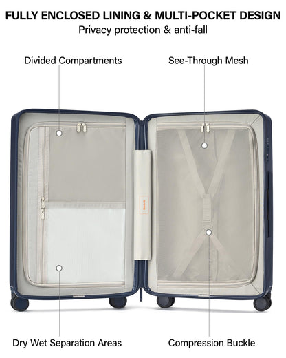 Hanke Upgraded Elite Luggage, PC Hard Shell Suitcases with Wheels, TSA Lock, Explosion-Proof Zipper Suitcase for Long Travel Men & Women