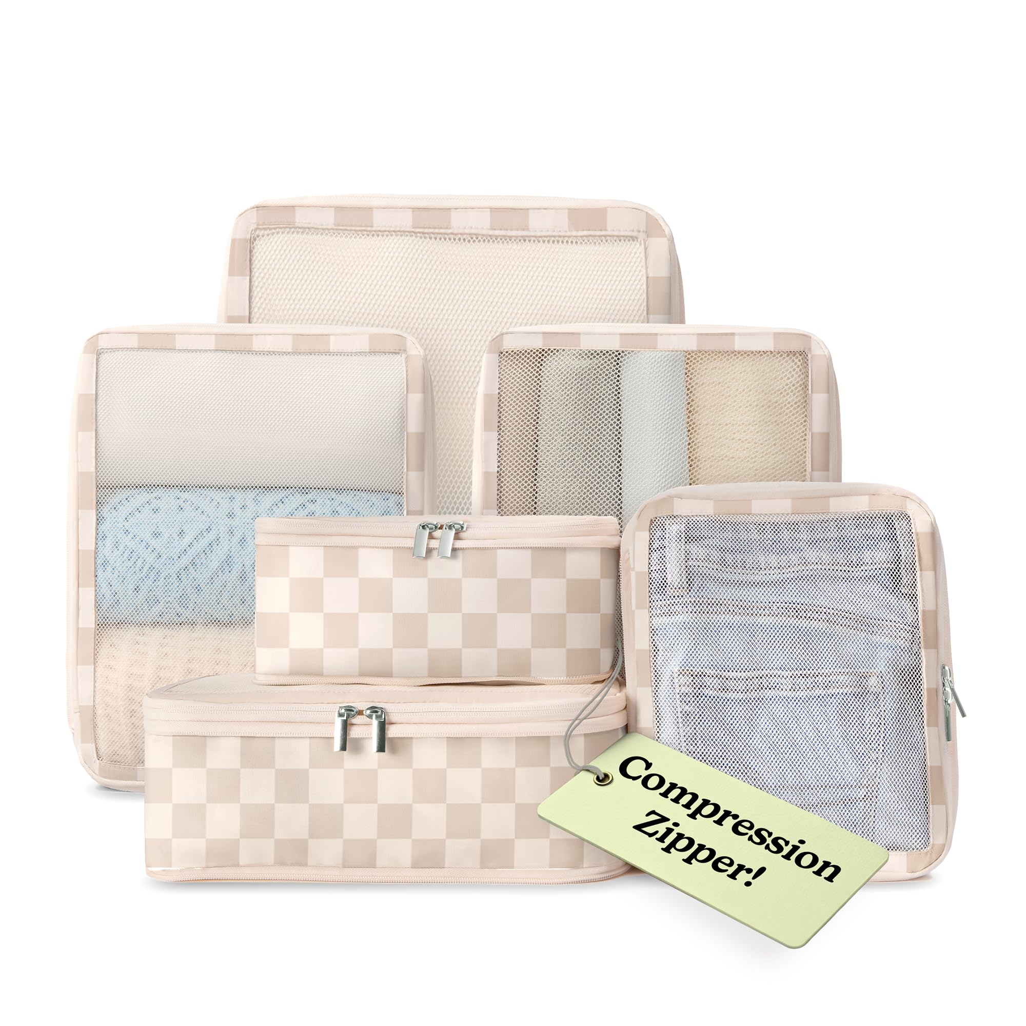 VANDEL Space-Saving Compression Packing Cubes for Women, Men, Compressible Carry On Suit Case Organizer Luggage Packing Cubes for Travel Organizer Bags for Luggage and Backpacks, Suitcase Cube