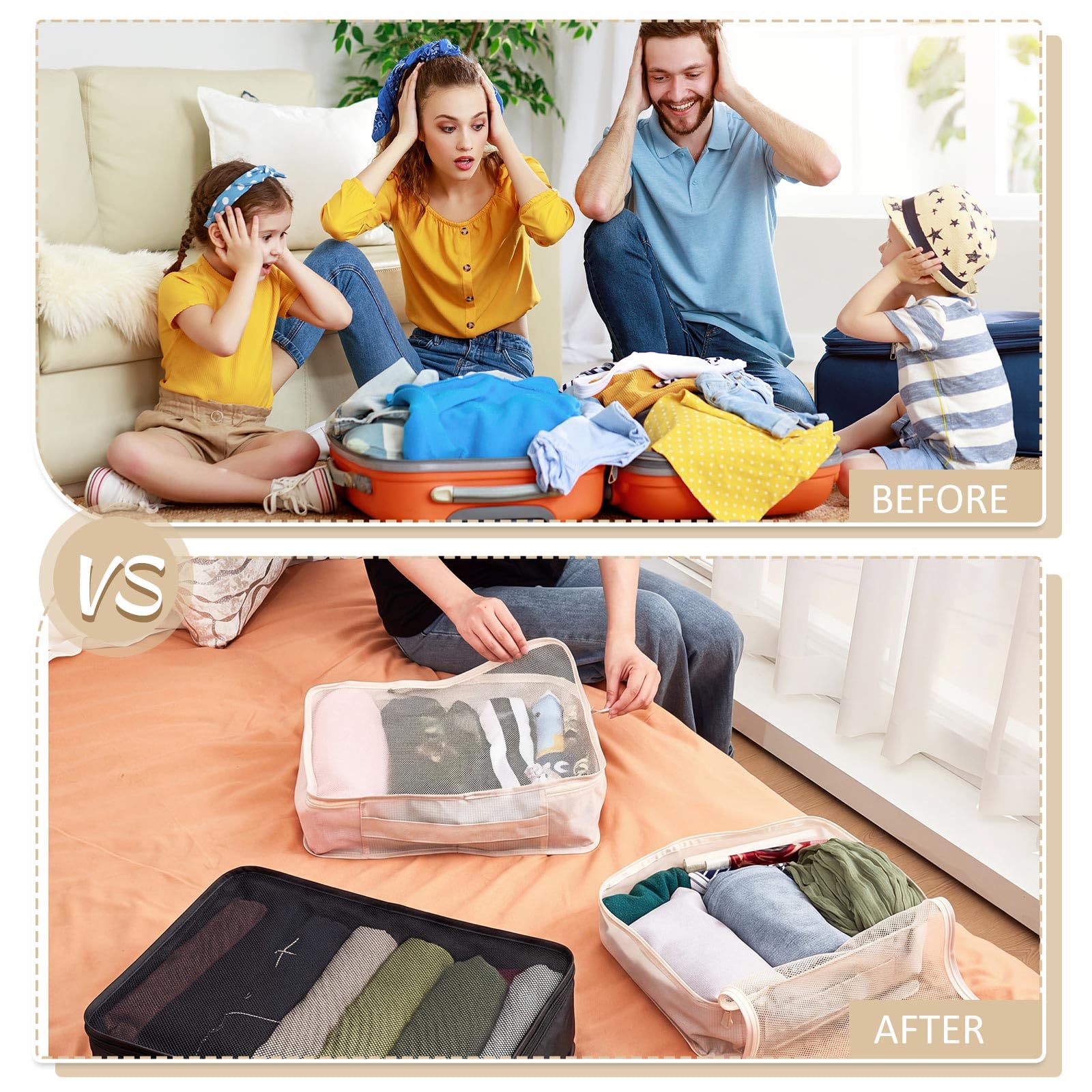 Silkfly 12 Pcs Packing Cubes for Suitcase Travel Luggage Bags Bulk Mesh Organizer Set for Hiking Camping Backpacking Clothes Accessories