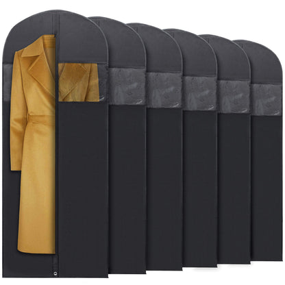 Plixio 60” Black Garment Bags for Hanging Clothes, Men Suit Bag for Travel and Clothing Closet Storage of Women Dress, Shirts, Coats, Suit Cover - Includes Zipper and Transparent Window