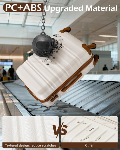 LONG VACATION Luggage Set 4 Piece Luggage Set ABS hardshell TSA Lock Spinner Wheels Luggage Carry on Suitcase