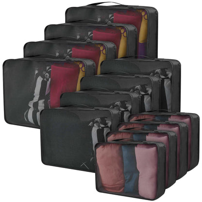 Silkfly 12 Pcs Packing Cubes for Suitcase Travel Luggage Bags Bulk Mesh Organizer Set for Hiking Camping Backpacking Clothes Accessories