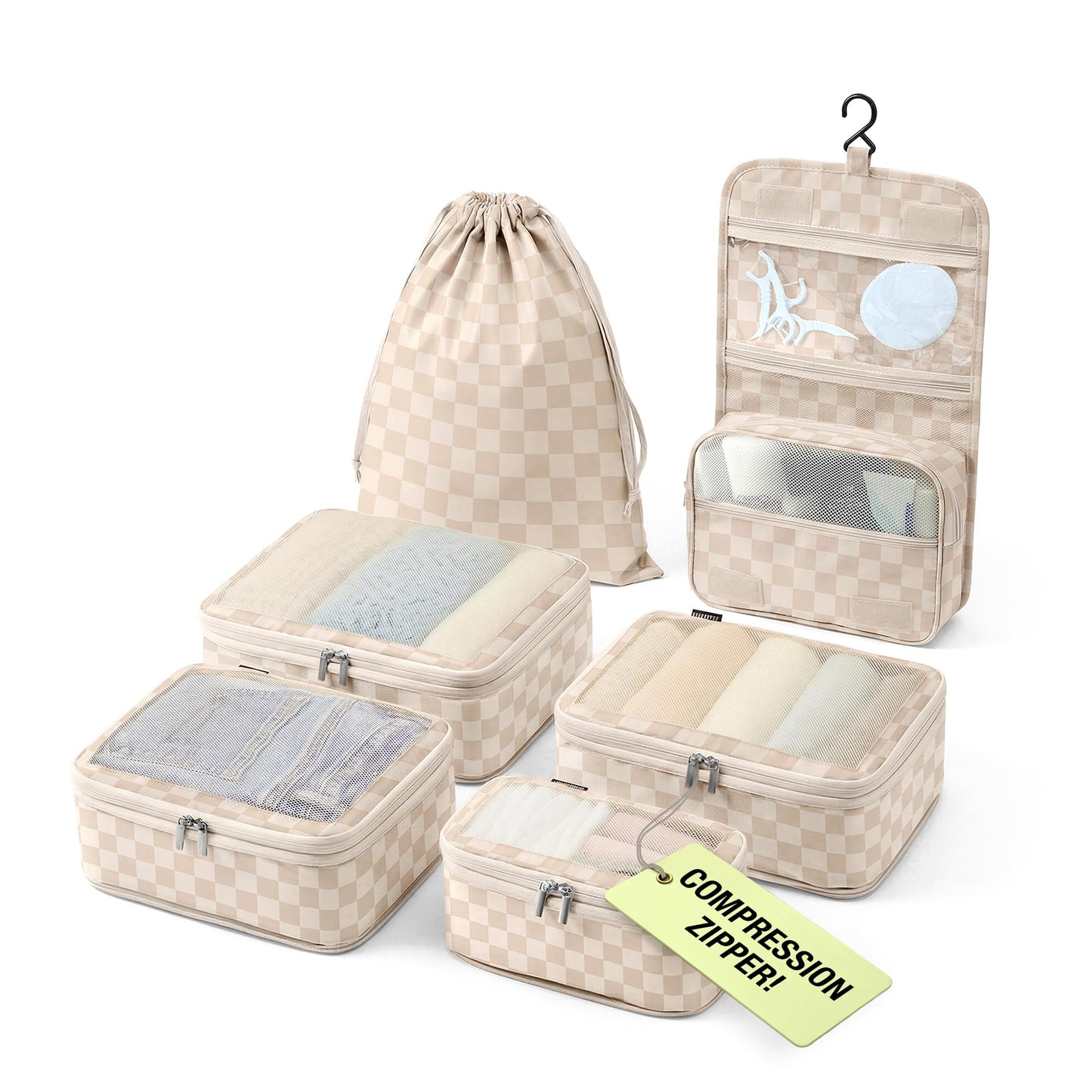 VANDEL Space-Saving Compression Packing Cubes for Women, Men, Compressible Carry On Suit Case Organizer Luggage Packing Cubes for Travel Organizer Bags for Luggage and Backpacks, Suitcase Cube