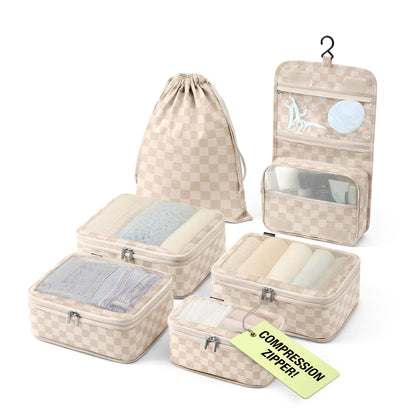VANDEL Space-Saving Compression Packing Cubes for Women, Men, Compressible Carry On Suit Case Organizer Luggage Packing Cubes for Travel Organizer Bags for Luggage and Backpacks, Suitcase Cube