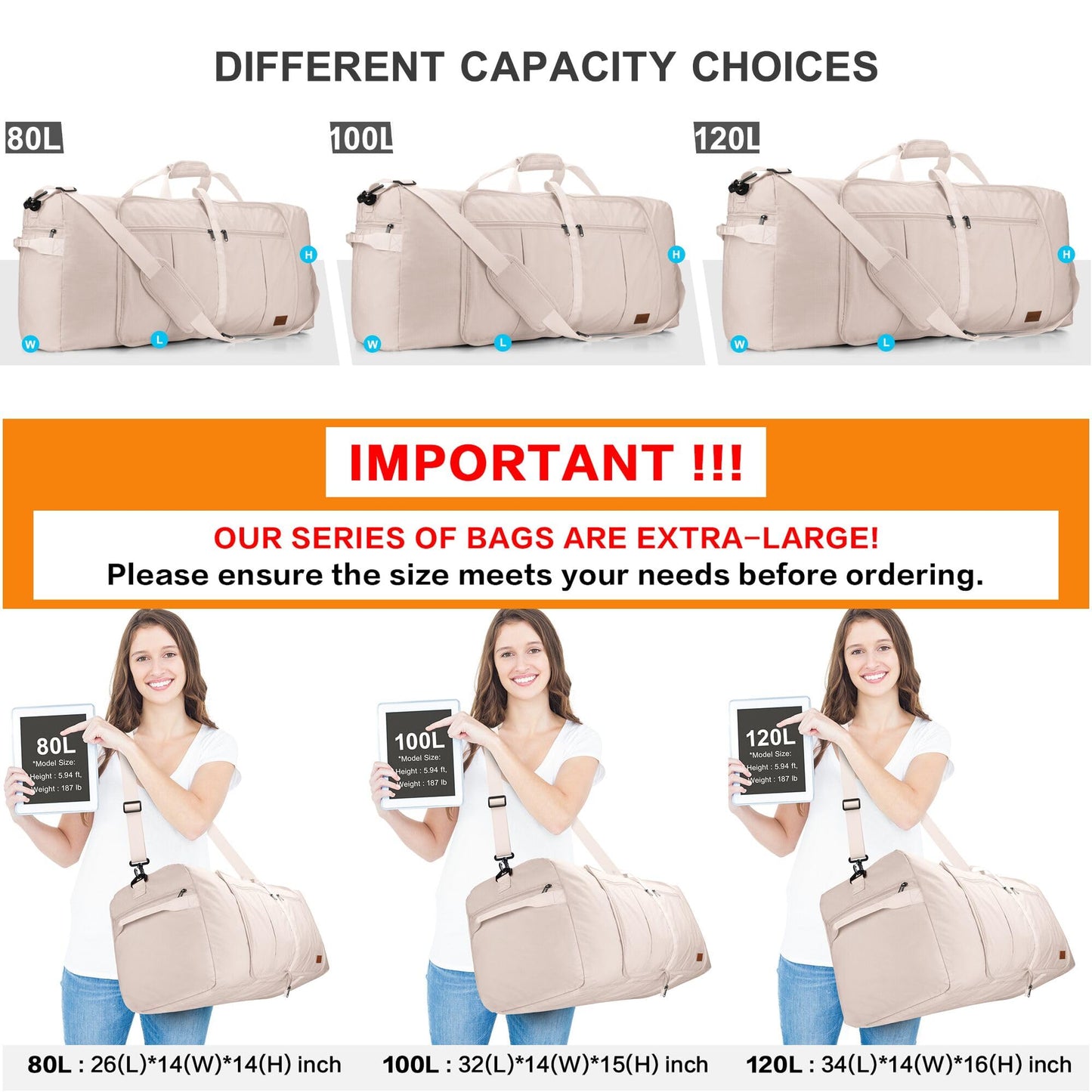 Urtala Travel Duffel Bag for Women & Men, Large Foldable Overnight Weekender Bag with Shoes Compartment & Shoulder Strap, Lightweight Waterproof Luggage Bag
