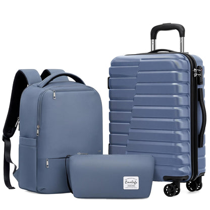 Coolife Luggage Suitcase Luggage set PC ABS TSA Lock Spinner Carry on 3 Piece Sets