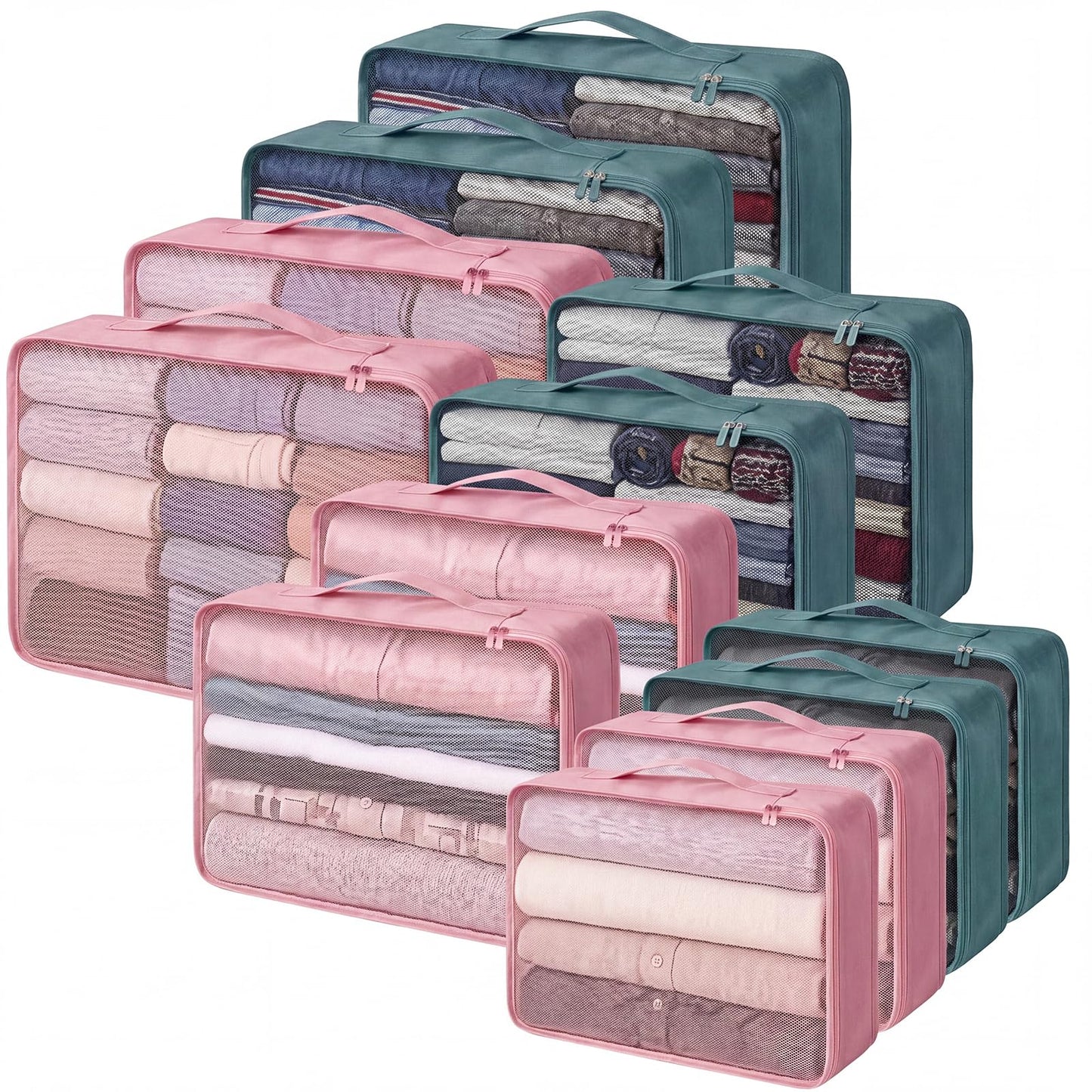 Silkfly 12 Pcs Packing Cubes for Suitcase Travel Luggage Bags Bulk Mesh Organizer Set for Hiking Camping Backpacking Clothes Accessories