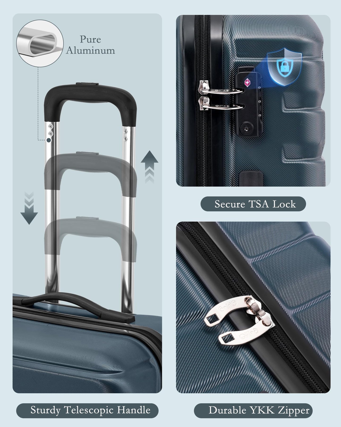 Coolife Luggage Suitcase Luggage set PC ABS TSA Lock Spinner Carry on 3 Piece Sets
