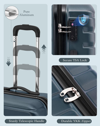Coolife Luggage Suitcase Luggage set PC ABS TSA Lock Spinner Carry on 3 Piece Sets
