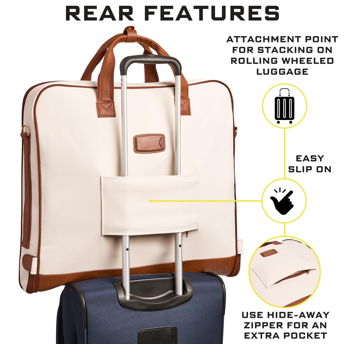 ZEGUR Premium Suit Garment Bag Carry On - Hangs 4 Suits - Travel & Business with Shoulder Strap and Laptop Compartment