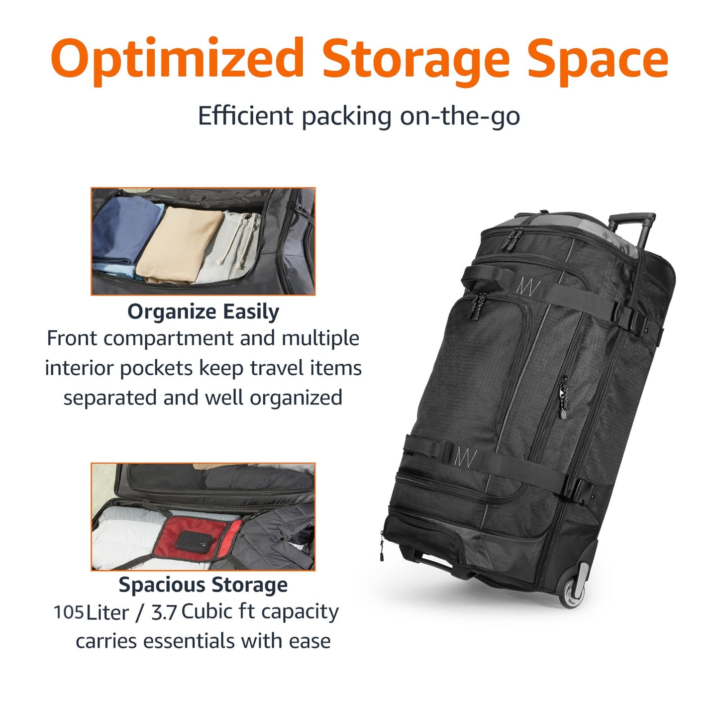 Amazon Basics Ripstop Wheeled Duffel