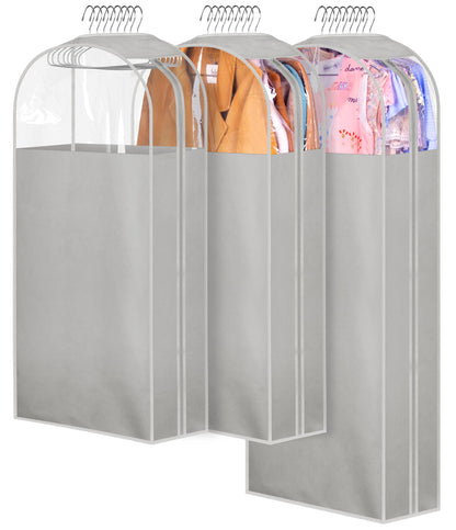 MISSLO 10" Gusseted All Clear Garment Bags for Hanging Clothes 40" Suit Bags for Closet Storage Hanging Clothes Storage Bags for Shirts, Coats, Dresses, 3 Packs
