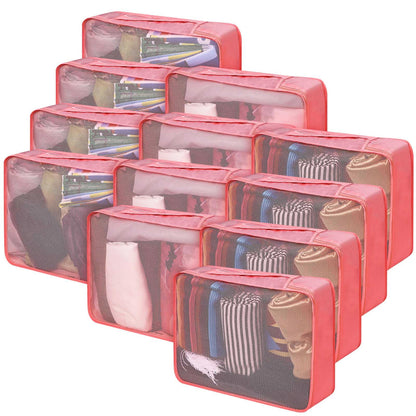 Silkfly 12 Pcs Packing Cubes for Suitcase Travel Luggage Bags Bulk Mesh Organizer Set for Hiking Camping Backpacking Clothes Accessories