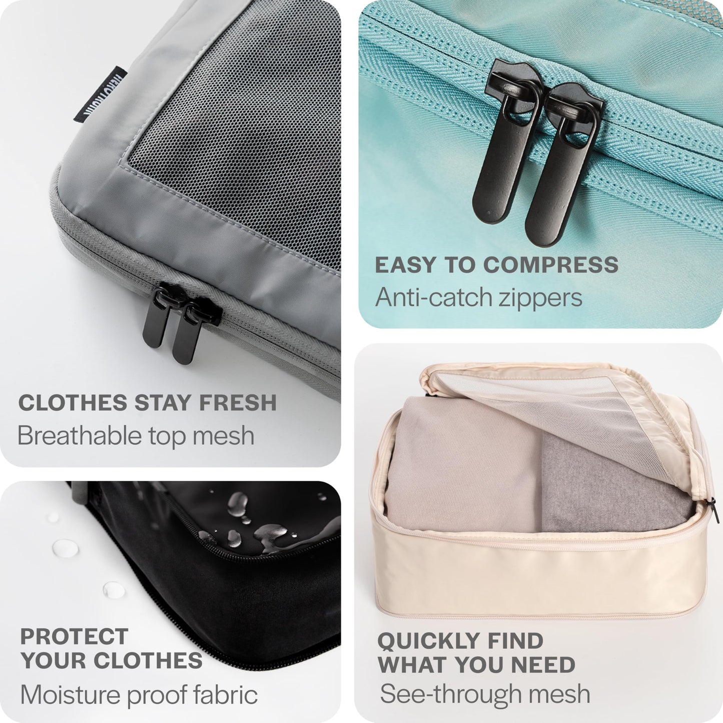 Aerotrunk Compression Packing Cubes for Travel - Luggage Organizer Bags - Double Zipper Packing Cubes for Suitcases