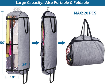 MISSLO Hanging Garment Bags for Closet Storage, Moving Bags for Clothes 50" Suit Travel Cover for Men, Women, Coat, Jacket, Shirt, Clothing