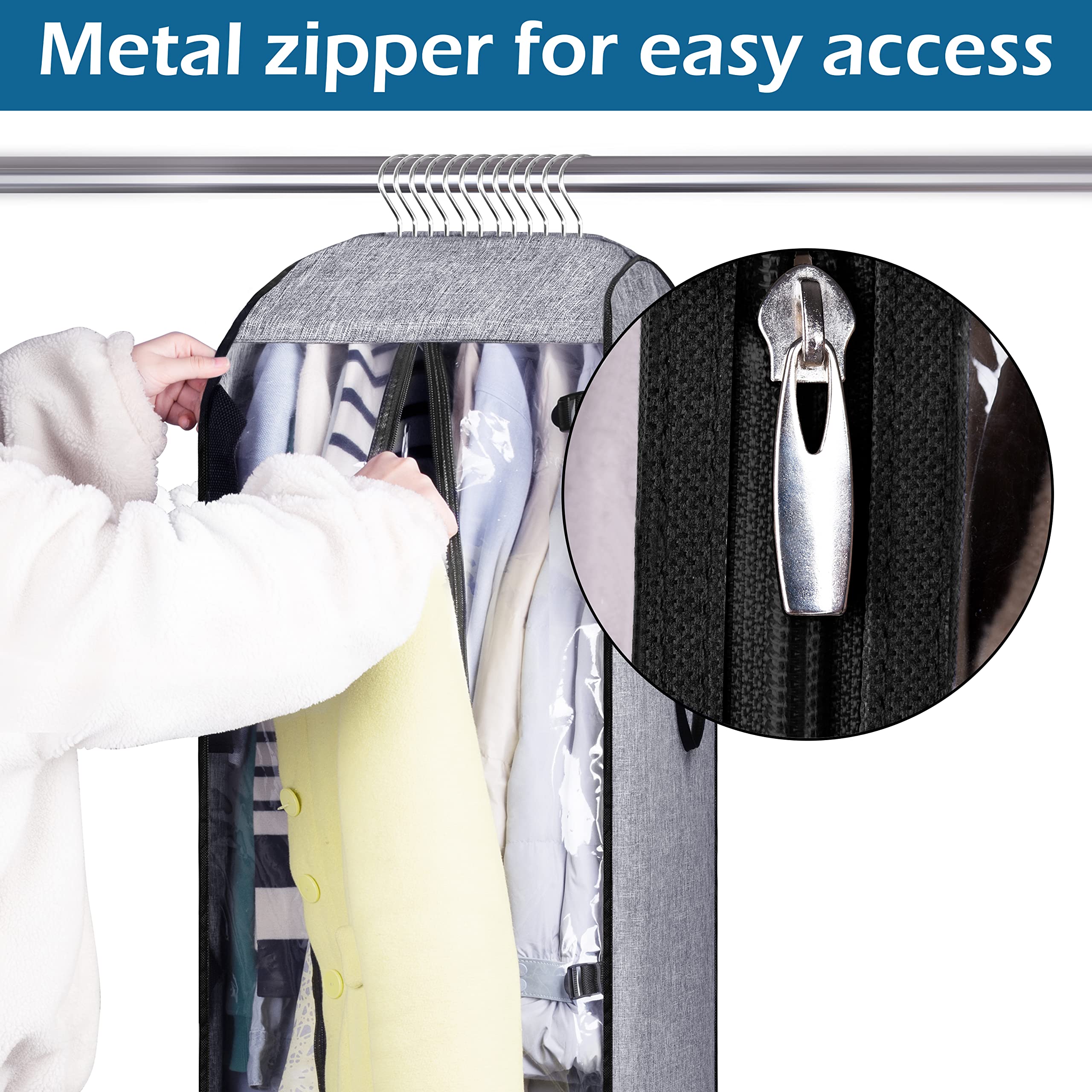 MISSLO Hanging Garment Bags for Closet Storage, Moving Bags for Clothes 50" Suit Travel Cover for Men, Women, Coat, Jacket, Shirt, Clothing