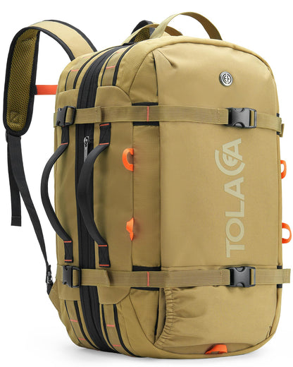 Tolaccea Travel Laptop Backpack, Carry On Backpack for Men Women, 40L-50L Expandable TSA Approved Rucksack Daypack Duffel Bag