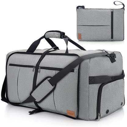 Urtala Travel Duffel Bag for Women & Men, Large Foldable Overnight Weekender Bag with Shoes Compartment & Shoulder Strap, Lightweight Waterproof Luggage Bag