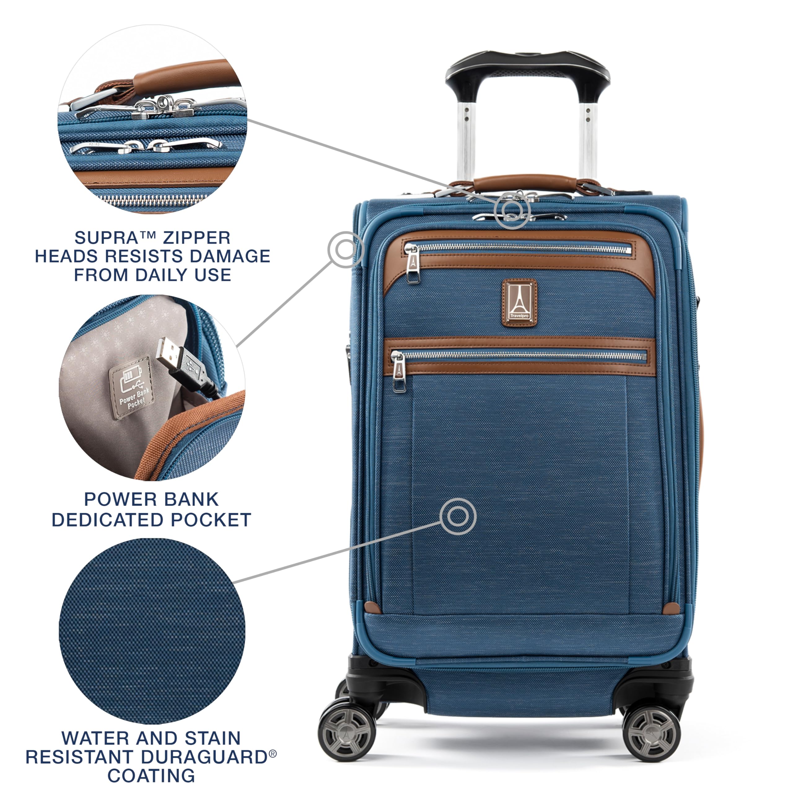 Travelpro Platinum Elite Softside Expandable Checked Luggage, 8 Wheel Spinner Large Suitcase, TSA Lock, Men and Women