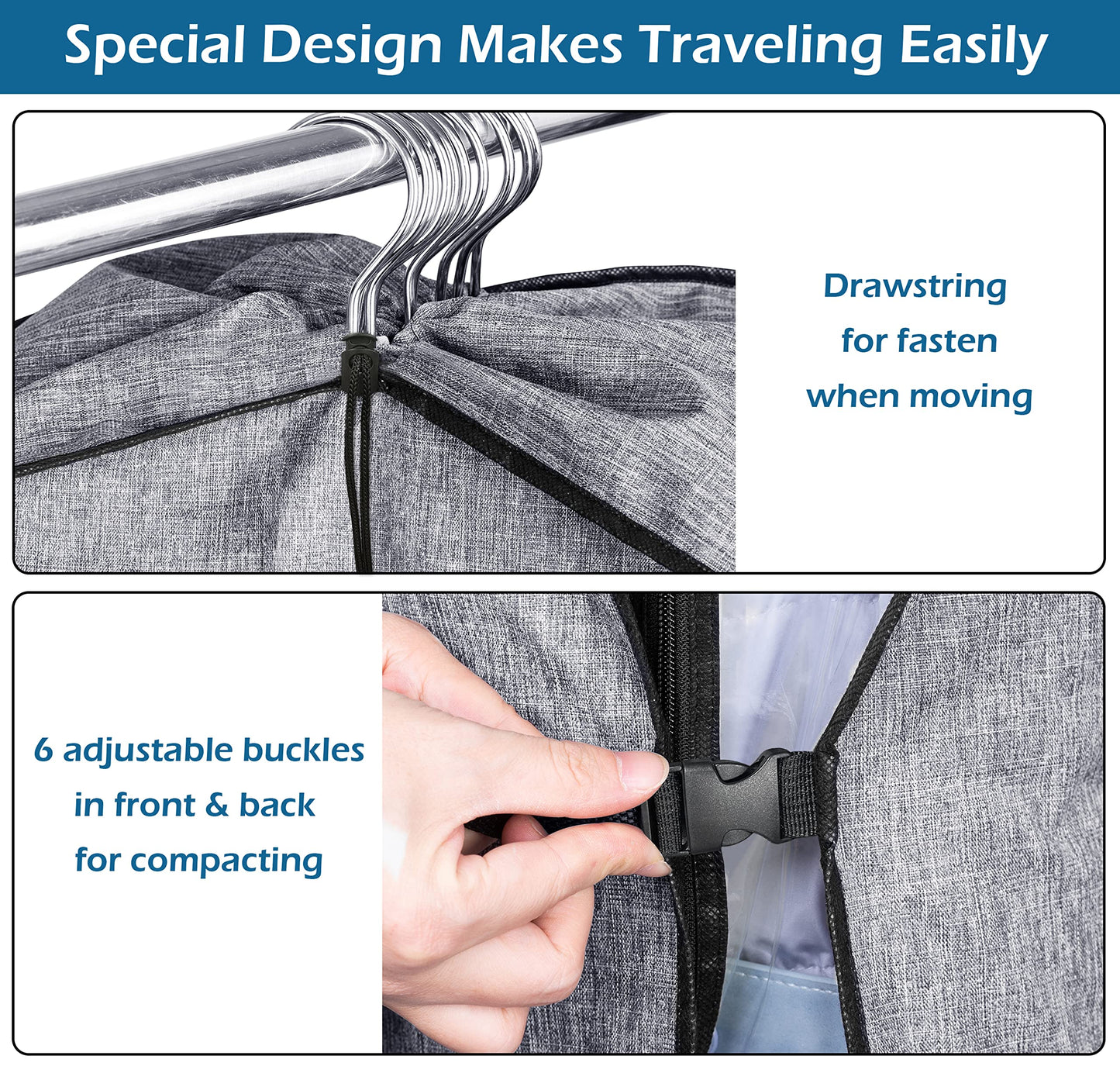 MISSLO Hanging Garment Bags for Closet Storage, Moving Bags for Clothes 50" Suit Travel Cover for Men, Women, Coat, Jacket, Shirt, Clothing