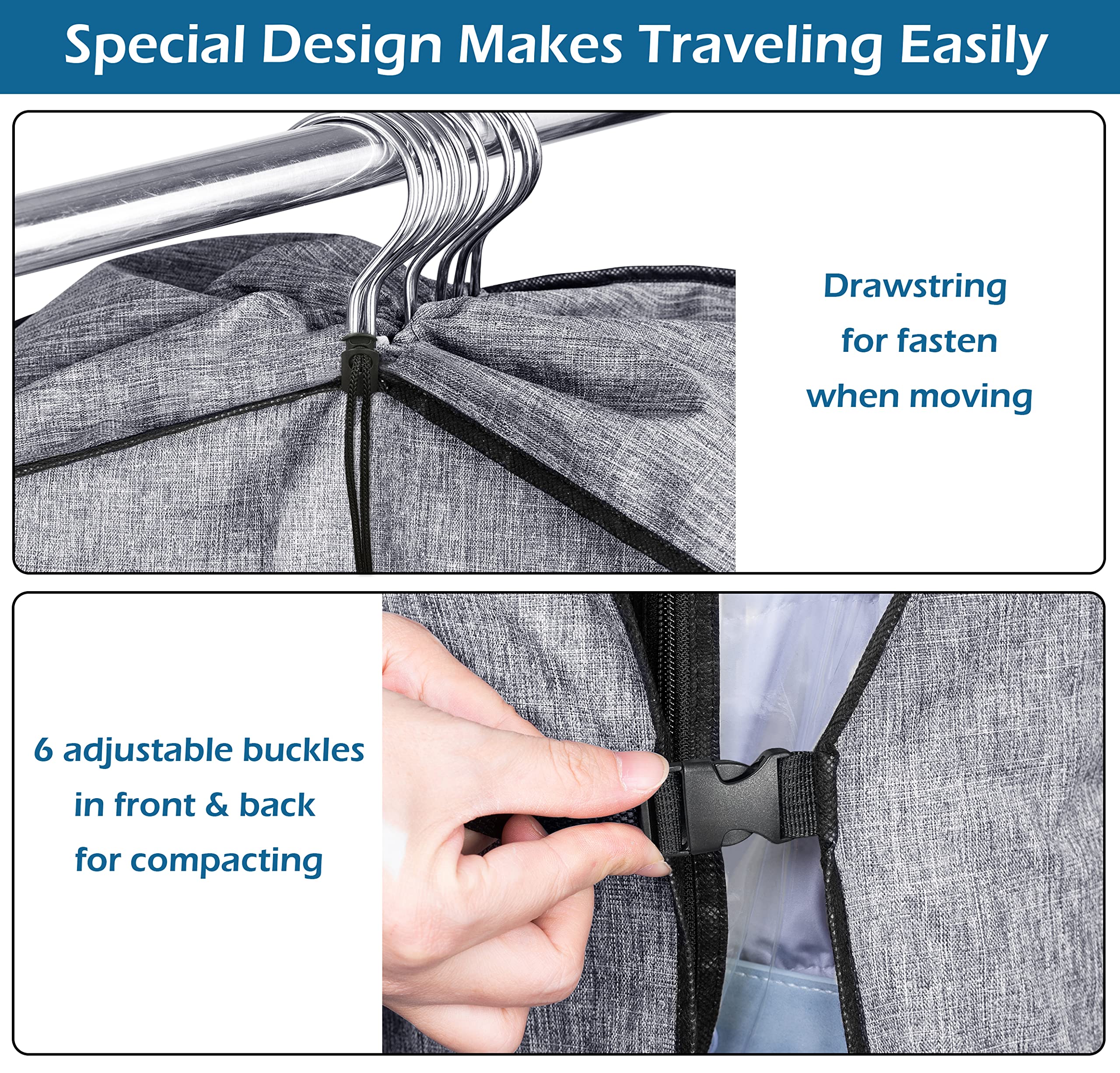 MISSLO Hanging Garment Bags for Closet Storage, Moving Bags for Clothes 50" Suit Travel Cover for Men, Women, Coat, Jacket, Shirt, Clothing