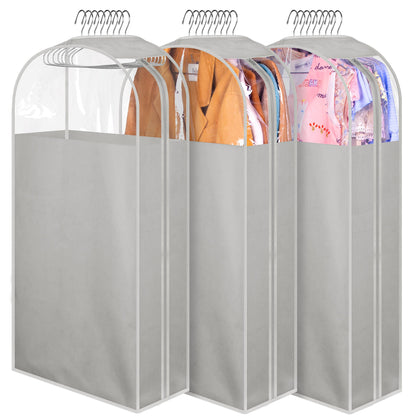 MISSLO 10" Gusseted All Clear Garment Bags for Hanging Clothes 40" Suit Bags for Closet Storage Hanging Clothes Storage Bags for Shirts, Coats, Dresses, 3 Packs