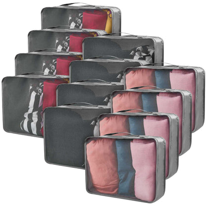 Silkfly 12 Pcs Packing Cubes for Suitcase Travel Luggage Bags Bulk Mesh Organizer Set for Hiking Camping Backpacking Clothes Accessories